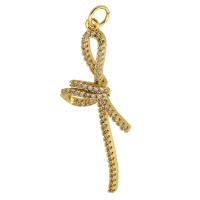 Cubic Zirconia Micro Pave Brass Pendant, gold color plated, DIY & micro pave cubic zirconia, golden, nickel, lead & cadmium free, 14x39x5mm, Hole:Approx 3mm, Sold By PC
