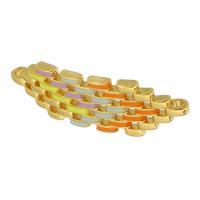 Connecteur de bijoux en laiton, Placage de couleur d'or, DIY & émail & boucle de 1/1, multicolore, protéger l'environnement, sans nickel, plomb et cadmium, 30x10x4mm, Trou:Environ 1mm, Vendu par PC