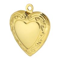 Μενταγιόν Brass Heart, Ορείχαλκος, Καρδιά, χρώμα επίχρυσο, DIY, χρυσαφένιος, νικέλιο, μόλυβδο και κάδμιο ελεύθεροι, 19x232x6mm,12x11mm, Τρύπα:Περίπου 1.5mm, Sold Με PC