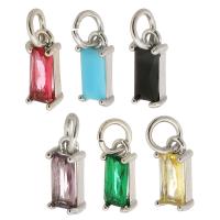 Cubic Zirconia Brass Pendants, with Cubic Zirconia, Rectangle, silver color plated, DIY, more colors for choice, nickel, lead & cadmium free, 4.50x10x3mm, Hole:Approx 3mm, Sold By PC