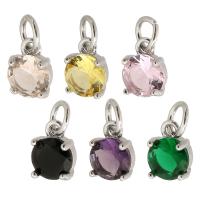 Cubic Zirconia Brass Pendants, with Cubic Zirconia, silver color plated, DIY, more colors for choice, nickel, lead & cadmium free, 6x8x3.50mm, Hole:Approx 3mm, Sold By PC