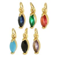 Cubic Zirconia Brass Pendants, with Cubic Zirconia, Horse Eye, gold color plated, DIY, more colors for choice, nickel, lead & cadmium free, 3.50x11x3mm, Hole:Approx 3.5mm, Sold By PC