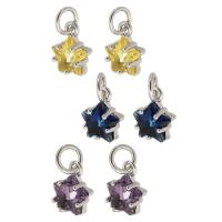Cubic Zirconia Brass Pendants with Cubic Zirconia Star silver color plated DIY nickel lead & cadmium free Approx 3mm Sold By PC