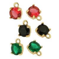 Cubic Zirconia Brass Pendants, with Cubic Zirconia, gold color plated, DIY, more colors for choice, nickel, lead & cadmium free, 6x8x3mm, Hole:Approx 1mm, Sold By PC