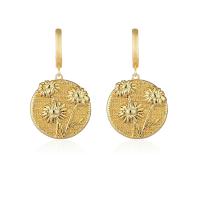 Brass Drop Earring gold color plated & for woman gold Sold By Pair