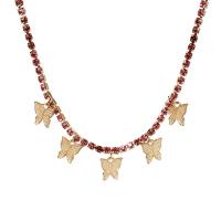 Cink Alloy nakit ogrlice, Leptir, pozlaćen, za žene & s Rhinestone, više boja za izbor, 400mm, Prodano By PC