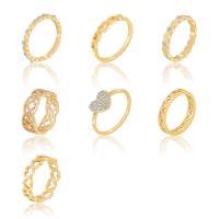 Zinc Alloy Ring Set plated for woman & with rhinestone & hollow nickel lead & cadmium free Sold By Set