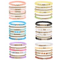 Bijoux bracelets de mode, argile de polymère, avec alliage de zinc, Placage de couleur d'or, multicouche & Style bohème & pour femme, plus de couleurs à choisir, Longueur:Environ 6.7 pouce, Vendu par fixé