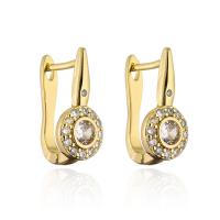 Cubic Zirconia Micro Pave Brass Earring Geometrical Pattern 18K gold plated micro pave cubic zirconia & for woman nickel lead & cadmium free Sold By Pair
