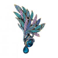 Crystal Brooch Zinc Alloy with Crystal Phoenix gold color plated Unisex & with rhinestone Sold By PC