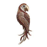 Rhinestone Brooch Zinc Alloy Parrot gold color plated Unisex & with rhinestone nickel lead & cadmium free Sold By PC