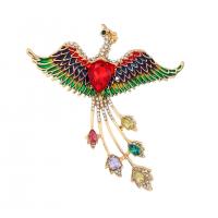 Rhinestone Brooch, Tibetan Style, Phoenix, gold color plated, Unisex & enamel & with rhinestone, more colors for choice, nickel, lead & cadmium free, 65x65mm, Sold By PC