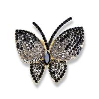 Rhinestone Brooch, Tibetan Style, Butterfly, gold color plated, Unisex & with rhinestone, more colors for choice, nickel, lead & cadmium free, 35x45mm, Sold By PC