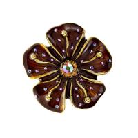 Rhinestone Brooch, Tibetan Style, Flower, plated, Unisex & enamel & with rhinestone, more colors for choice, nickel, lead & cadmium free, Sold By PC