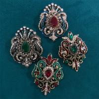 Rhinestone Brooch, Tibetan Style, plated, Unisex & with rhinestone, more colors for choice, nickel, lead & cadmium free, Sold By PC