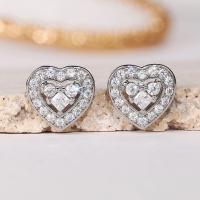 Cubic Zirconia Micro Pave Brass Earring, Heart, platinum color plated, micro pave cubic zirconia & for woman, 11mm, Sold By Pair