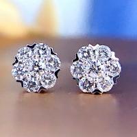 Cubic Zirconia Micro Pave Brass Earring, Flower, platinum color plated, micro pave cubic zirconia & for woman, 10mm, Sold By Pair