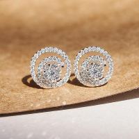 Cubic Zirconia Micro Pave Brass Earring Round platinum color plated micro pave cubic zirconia & for woman & hollow Sold By Pair