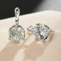 Cubic Zirconia Micro Pave Brass Earring platinum color plated micro pave cubic zirconia & for woman 8mm Sold By Pair