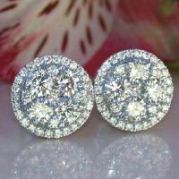Cubic Zirconia Micro Pave Brass Earring, Round, platinum color plated, micro pave cubic zirconia & for woman, 12mm, Sold By Pair