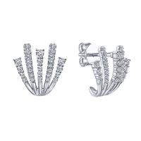Cubic Zirconia Micro Pave Brass Earring platinum color plated micro pave cubic zirconia & for woman 15mm Sold By Pair