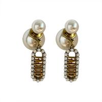 Boucles d'oreilles en alliage de zinc, avec perle de plastique, Placage de couleur platine, normes différentes pour le choix & pour femme, 37mm, Vendu par paire