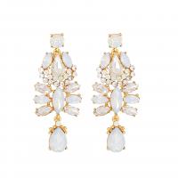 Rhinestone Earring Zinc Alloy gold color plated for woman & with rhinestone Sold By Pair