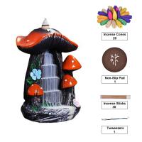 Backflow Incense Burner, Resin, mushroom, handmade, for home and office & durable, 116x100x149mm, Sold By PC