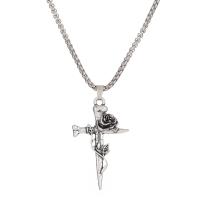 Tibetan Style Jewelry Necklace, with 5VM extender chain, Cross, fashion jewelry & for woman, silver color, Length:60 cm, Sold By PC