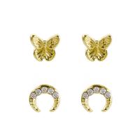 Zinc Alloy Stud Earring gold color plated fashion jewelry & for woman & with rhinestone 5mm Sold By Set