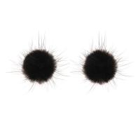 Fluffy Pom Pom Earrings Plush with Zinc Alloy fashion jewelry & for woman 30mm Sold By Pair