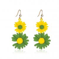 Tibetan Style Drop Earrings, Flower, painted, fashion jewelry & for woman, more colors for choice, 50x25mm, Sold By Pair