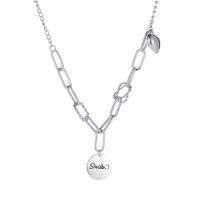 Colar de jóias de liga de zinco, with 4.5cm extender chain, banhado, joias de moda & para mulher, prateado, comprimento 46.5 cm, vendido por PC