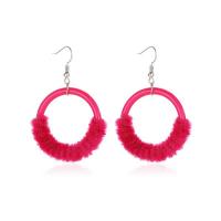 Fluffy Pom Pom Earrings, Resin, with Plush & Tibetan Style, fashion jewelry & for woman, more colors for choice, 60x40mm, Sold By Pair