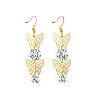 Zinc Alloy Drop Earrings plated fashion jewelry & for woman & with cubic zirconia Sold By Pair