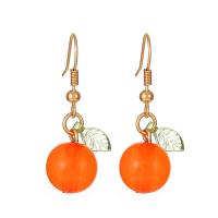 Resin Earring, Tibetan Style, with Resin, Orange, fashion jewelry & for woman & enamel, orange, 33x10mm, Sold By Pair