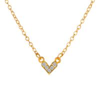 Zinc Alloy Jewelry Necklace with 5cm extender chain Heart plated fashion jewelry & micro pave rhinestone & for woman Length 44 cm Sold By PC