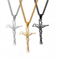 Edelstahl Schmuck Halskette, 304 Edelstahl, Kreuz, Modeschmuck & verschiedene Stile für Wahl & für Frau, keine, 46x26mm, Länge:60 cm, verkauft von PC