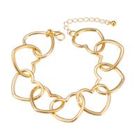 Bracelet en alliage de zinc, avec 7.5cm chaînes de rallonge, coeur, Placage de couleur d'or, bijoux de mode & pour femme, doré, 15mm, Longueur:20 cm, Vendu par PC