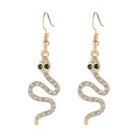 Tibetan Style Drop Earrings, Snake, plated, fashion jewelry & for woman & with rhinestone, more colors for choice, 55x15mm, Sold By Pair