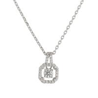 Кубический циркон микро проложить латуни ожерелье, Латунь, плакирован серебром, ювелирные изделия моды & инкрустированное микро кубического циркония & Женский, серебряный, 15x10mm, длина:45 см, продается PC