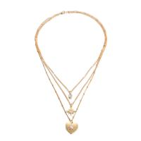 Mode-Multi-Layer-Halskette, Zinklegierung, mit ABS-Kunststoff-Perlen, goldfarben plattiert, Modeschmuck & für Frau & mit Strass, goldfarben, 20mm, Länge 60 cm, verkauft von PC
