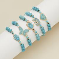 Bracelets turquoises de mode, alliage de zinc, avec turquoise, bijoux de mode & styles différents pour le choix & pour femme, bleu, 94x70mm, Vendu par PC