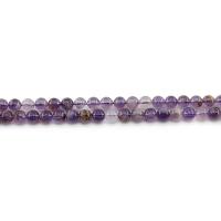 Luonnollinen kvartsi Korut helmet, Violetti + Phantom + kvartsi, Pyöreä, kiiltävä, tee-se-itse & erikokoisia valinnalle, violetti, Myyty Per N. 38 cm Strand