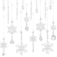 Hängende Ornamente, Acryl, mit Eisen, Schneeflocke, 16 Stück & Weihnachts-Design, mehrere Farben vorhanden, Länge:ca. 4-12.8 cm, 16PCs/setzen, verkauft von setzen