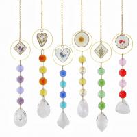 Hanging Ornaments, Crystal, with Dried Flower & Iron, gold color plated, different styles for choice, more colors for choice, Length:Approx 33 cm, Sold By PC