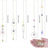 Hanging Ornaments, Crystal, with Iron, gold color plated, faceted & mixed, Length:Approx 25-41 cm, 5PCs/Set, Sold By Set