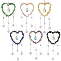 Hanging Ornaments, Crystal, with Natural Stone & Iron, Heart, gold color plated, different materials for choice & faceted, more colors for choice, Length:Approx 30 cm, Sold By PC