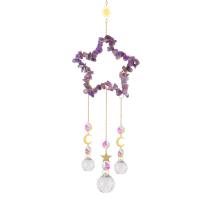 Hanging Ornaments, Crystal, with Natural Stone & Iron, Star, gold color plated, different materials for choice & faceted, more colors for choice, Length:Approx 45 cm, Sold By PC