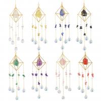 Hanging Ornaments Crystal with Natural Stone & Iron Rhombus gold color plated & faceted Length Approx 45 cm Sold By PC